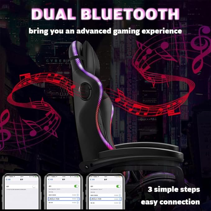 Ergonomic Gaming Chairs for Adults with Speakers and LED Lights Computer Chair with Footrest and Lumbar Support High Back Video Game Chair for Home OfficePink
