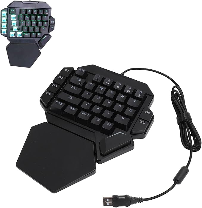 Diyeeni Gaming Keypad Single Hand Professional Gaming Keypad Cool RGB Backlight USB Wired Mechanical Keyboard with Blue Switch 35 Keys Ergonomic Design