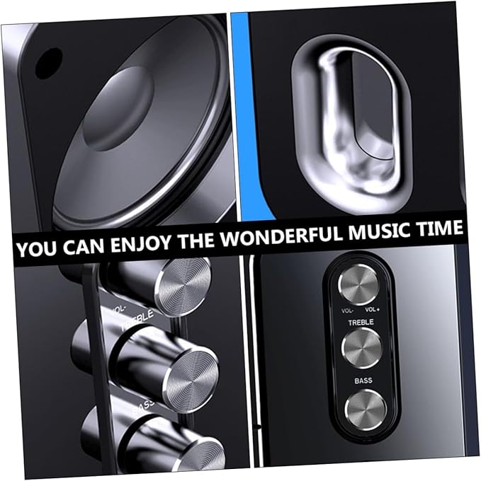 USB Computer Speaker Portable Desktop Loudspeaker Box with 3D Surround Sound and Deep Bass for Laptop Office Use Black