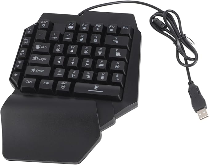 One Handed RGB Gaming Keyboard and Mouse Combo Portable Bluetooth 35 Keys Mini Half Hand Gaming Keyboard Mouse with Converter Game Controller for PC Gamer