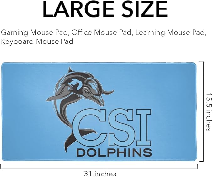 College of Staten Island Primary Logo Large Gaming Mouse Pad Desk Mat with Stitched Edges Non-Slip Base for Gamer Home and Office 31.5 x 15.7