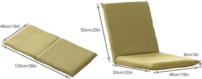 Floor Chair Gaming Floor Seat for Living Room Adjustable Backrest with Cotton Linen Cover for Balcony Reading Bedroom Study Room(Green)