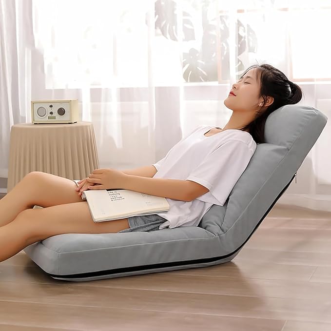 ELEFOCUS Adjustable Foldable Lazy Sofa Chair - 5-Position Padded Gaming Recliner for Living Room Bedroom Indoor Use(D)