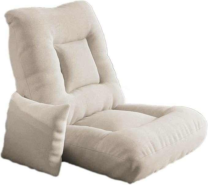 Floor Folding Chair Gaming Sofa Recliner with 5 Adjustable Backrest Bedroom Balcony Armless Reading Chair for Living Room No Assembly Required(Beige)