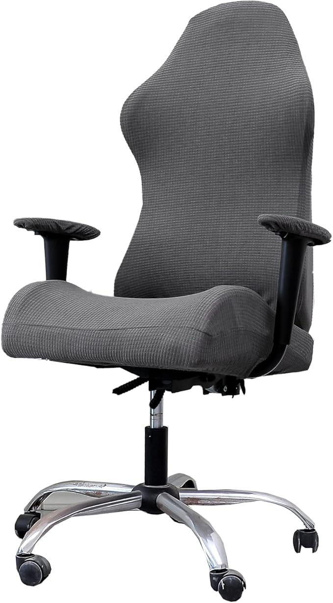 YOPOIY Jacquard Gaming Chair Cover for Adults Video Removable Game Chair Cover Washable Racing Gaming Chair seat Cover Furniture Protector -Dark Gray