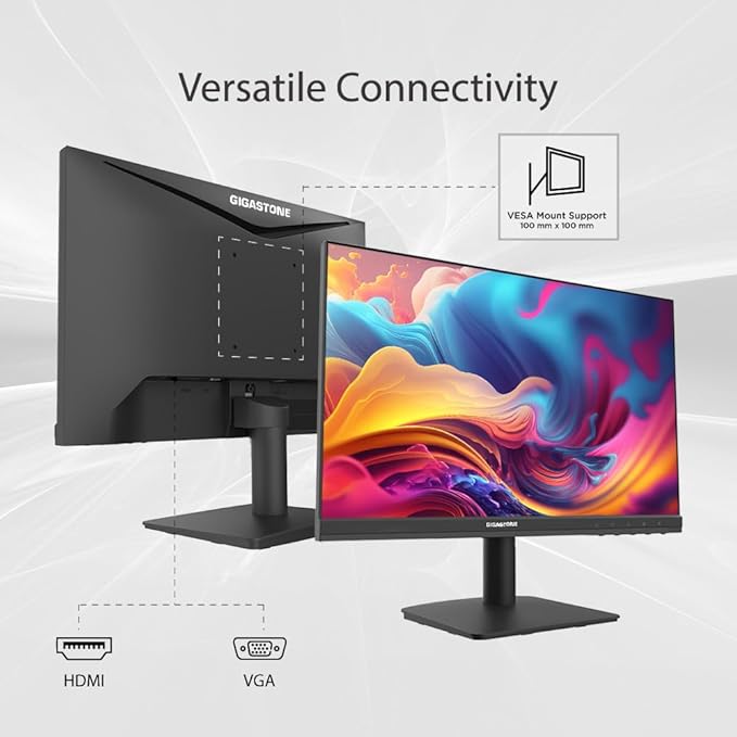 Gigastone 22 inch IPS LED Back Light Monitor 2-Pack 75Hz FHD 1920 x 1080 1080P 178° Wide View Frameless Dual Monitor 4ms Eye Care Technology Ergonomic Tilt VESA Mount HDMI VGA