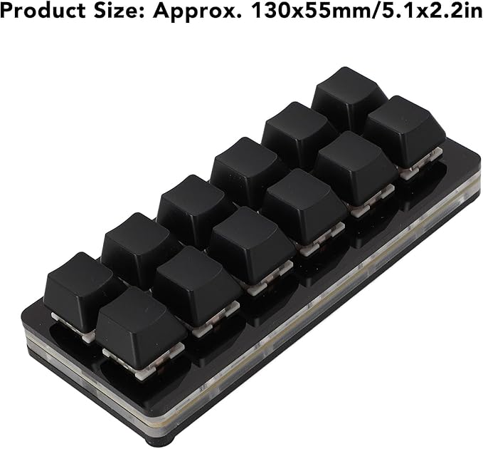 Zunate 12 Key Mechanical Gaming Keyboard One Handed Macro Customized OSU Keyboard USB C Wired Programmable RGB Backlit Keyboard for PC (Black)