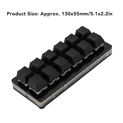 One Handed Macro Mechanical Keyboard 12 Keys Hot Swappable RGB Gaming Keypad Programmable Mini Red Switch Keyboard for OS X for for Pi (Black)