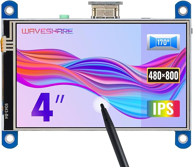 waveshare 4inch Resistive Touch Screen LCD Compatible with Raspberry Pi 4B/3B+/3A+/2B/B+/A+/Zero/Zero W/WH/Zero 2W CM3+/4 480×800 Resolution HDMI IPS Supports Windows