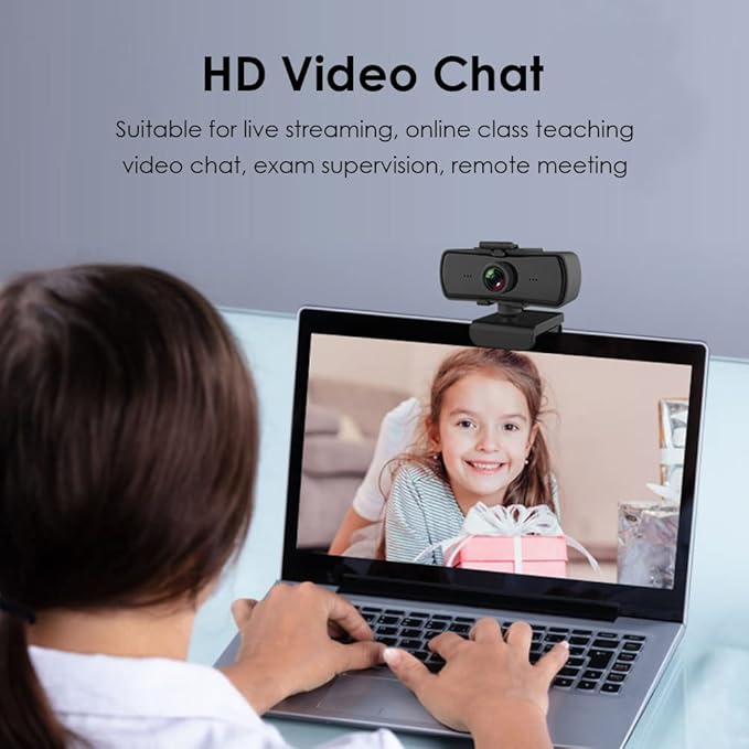 1080P Business Webcam with Noise Cancelling Microphone 3.26mm Length 110° Wide Angle Lens USB PTZ Camera for Video Calls Conference for for iOS