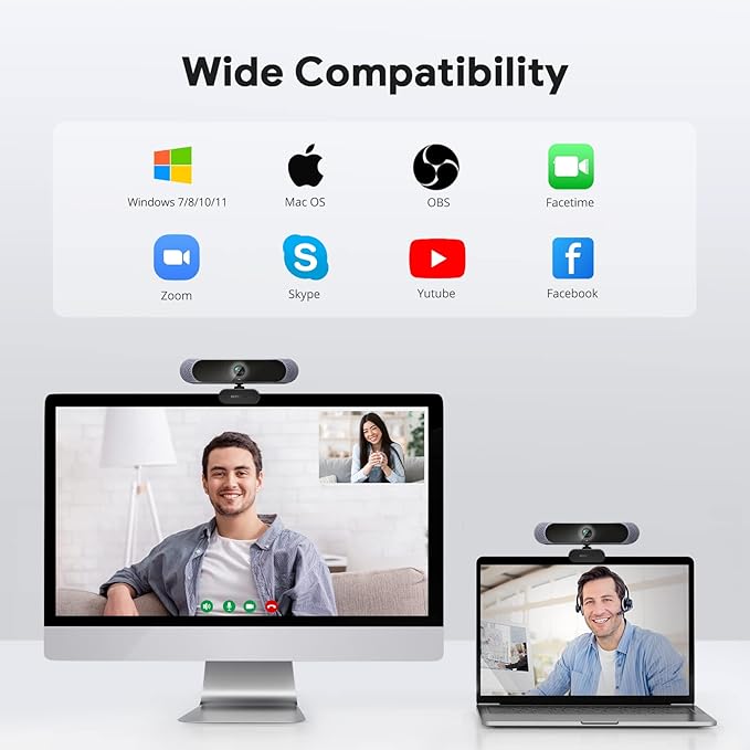 DEPSTECH 4K Webcam Ultra HD 1/2.55'' Sony Sensor 3X Digital Zoom Dual Noise-Canceling Microphones Remote Control Auto Focus Streaming Webcam for PC Mac Laptop Video Call Zoom Skype Teams