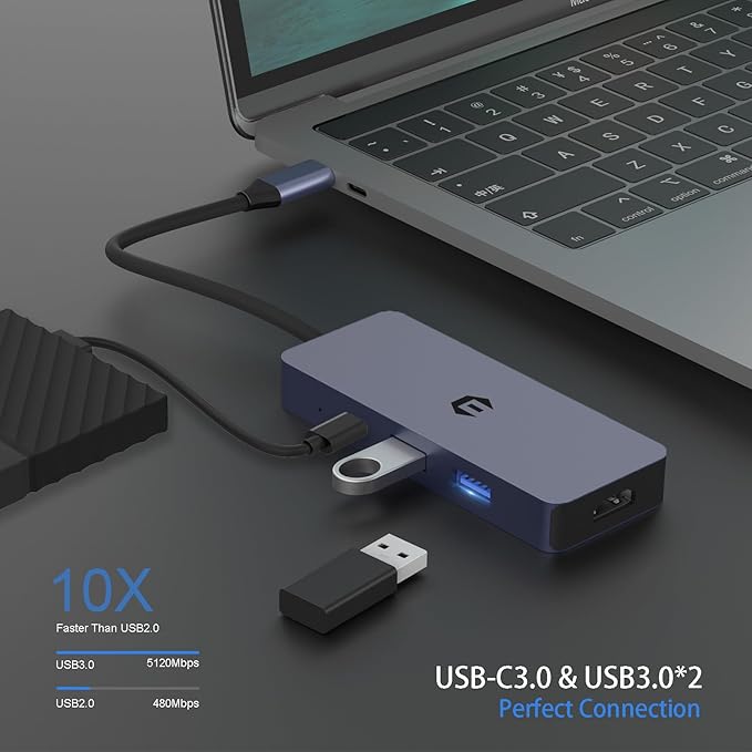 USB C Hub 7 Ports USB 3.0 Hub with 5Gbps Data Transfer USB C to HDMI with HDMI USB C 3.0/2.0 SD/TF PD 100W Compatible with Type C MacBook Mac Pro iMac
