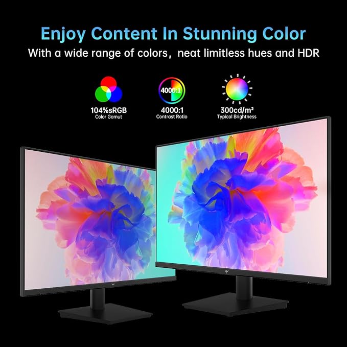 KTC 24 Inch 1080P Full HD Computer Monitor 100Hz HDR10 Frameless Gaming Monitor with Freesync HDMI &amp VGA Ports PC Monitor for Working VESA Tilt Adjustable Eye Care (Renewed)