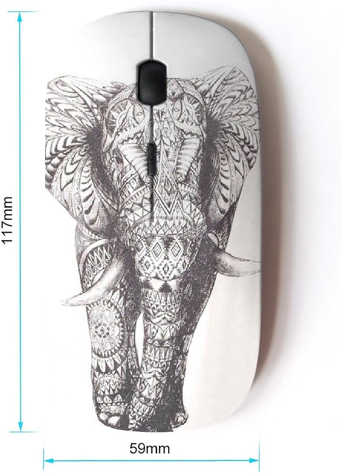 Graphic4You Indian Tribal Elephant Ergonomic Wireless Mouse with Nano Receiver