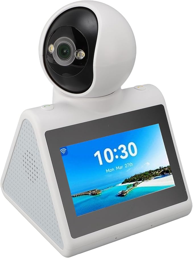 Video Calling Smart Camera with HD Screen 2 Way Video Calling Camera One Click Call Indoor 2K Security Camera with AI Voice Function 1080P HD Resolution for Family Monitoring