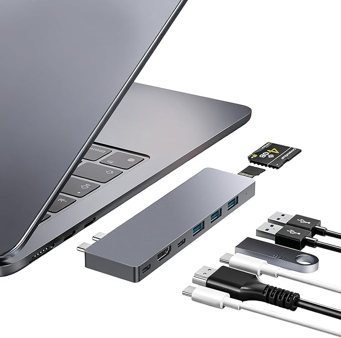 USB C Hub8 in 2 USB Adapter for MacBook Pro AirThunderbolt 4 Dock 100W PD 40Gbps 4K HDMI USB C 3.0 3 USB A 3.0 SD/TF Card Reader Compatible with MacBook Pro Air M1/M2/M3/M4
