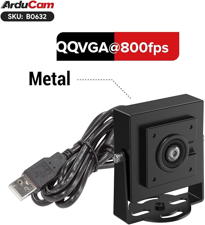Arducam VGA Global Shutter USB Camera Module 800 FPS@QQVGA High Speed Camera Monochrome Wide Angle UVC Webcam for Windows Linux OS