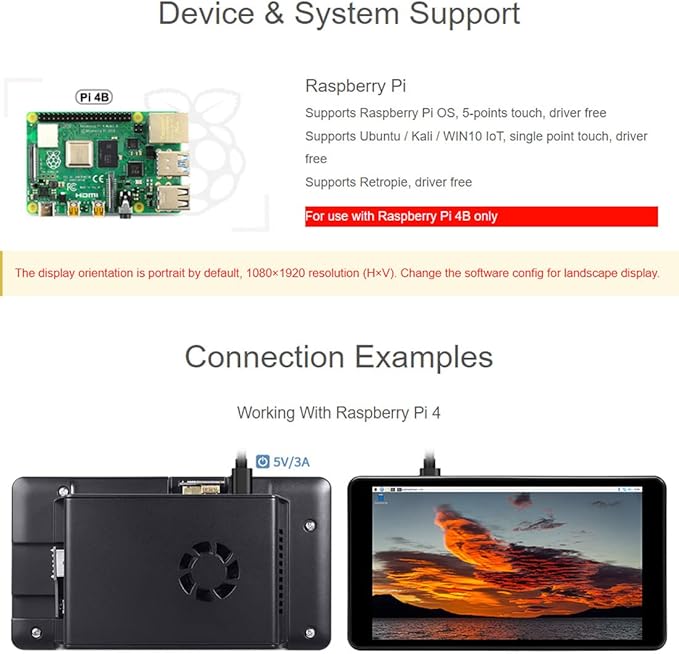 waveshare 5.5inch Capacitive Touch AMOLED Display Compatoble with Raspberry Pi 4B Comes with Protection Case 1080×1920 Resolution HDMI Toughened Glass Panel