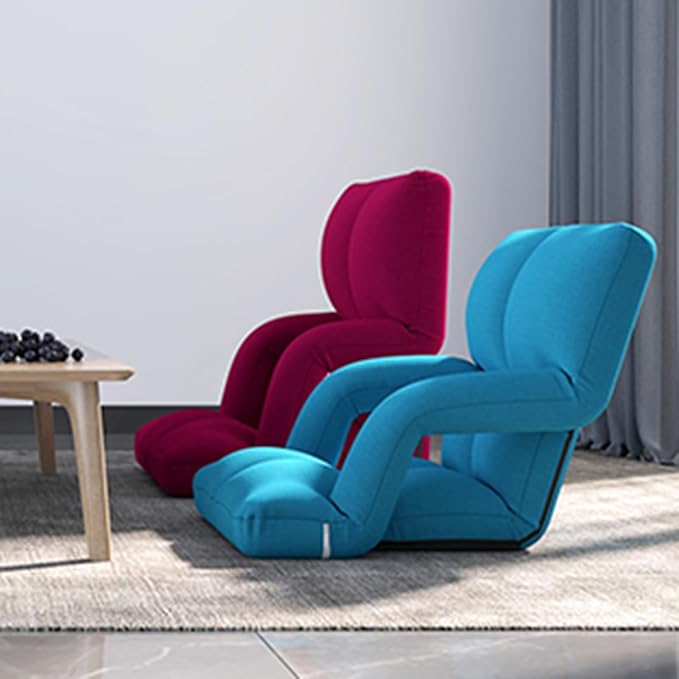 Floor Chair Back Support Folding Sofa Adjustable Positions Padded Lazy Sofa Breathable Floor Gaming Chair for Reading Meditating(Pink-B)