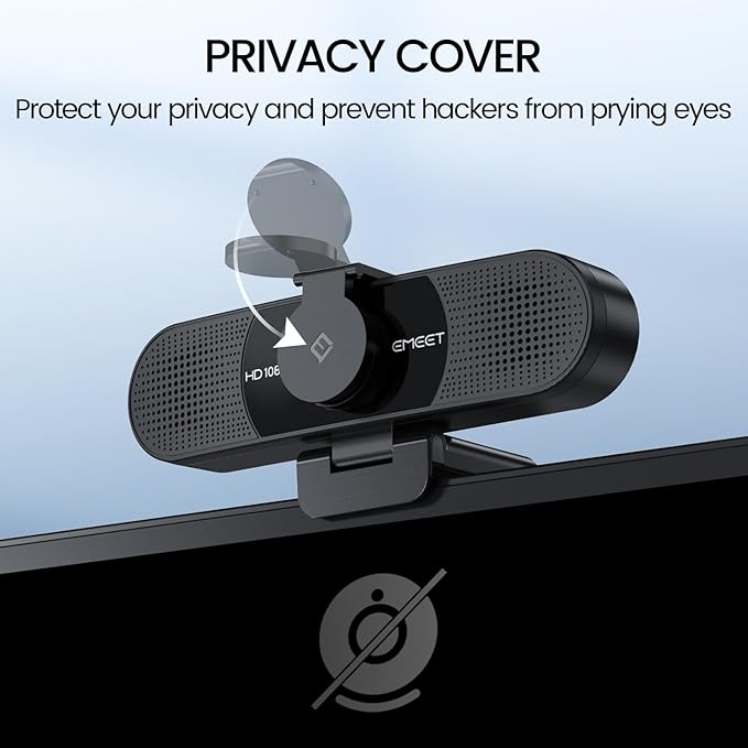 EMEET 1080P Webcam with Microphone C960 Web Cam 2 Mics 90° FOV USB Type-A &amp A-to-C Adapter Plug&ampPlay Computer Camera for Online Calling Zoom/Teams/Facetime Switch 2 Camera Support 2025
