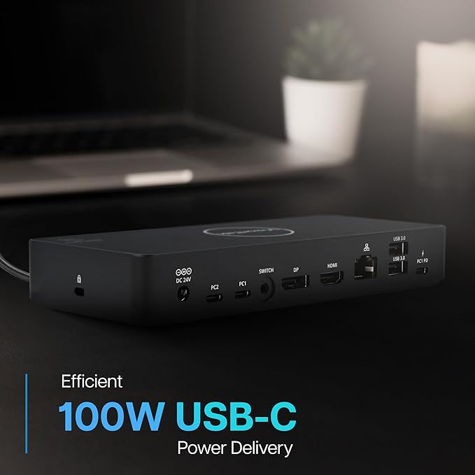 VisionTek VT2900 12in1 USB-C Docking Station – KVM Switch Single Host – HDMI DisplayPort 100W PD Port 3.0 USB Ports Audio Thunderbolt &amp Ethernet Port – Compatible Hub for Laptops &amp PC