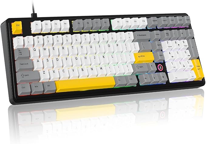 FIRSTBLOOD ONLY GAME. AK980 101-Key Hot-Swappable Mechanical Keyboard Gasket Mount RGB Backlit Programmable Macro Full N-Key Rollover with Dreamscape Linear Switches (Starfall Gray)