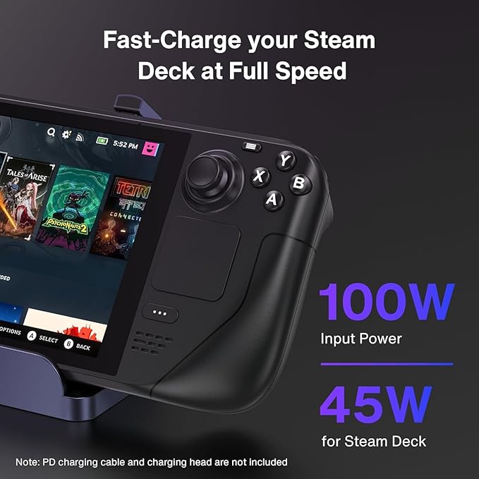 iVANKY 4K@144Hz Steam Deck Dock 8-in-1 Docking Station for ASUS ROG Ally X/Legion Go/MSI Claw ROG Alloy/Valve Stream Deck OLED Hub HDMI 2.1 1Gbps Ethernet 3*USB-A 3.0 100W Charge