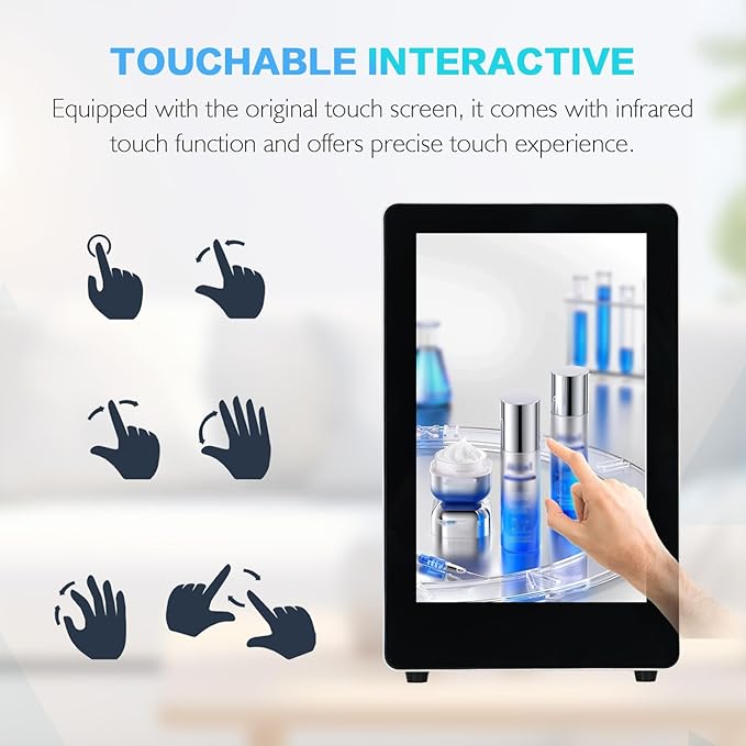 10.1 Inch Transparent Display Cabinet Android 11 75%+ Transparency 10-Point TouchSmart Transparent LCD Showcase for Retail Jewelry Exhibits &amp Product Advertising