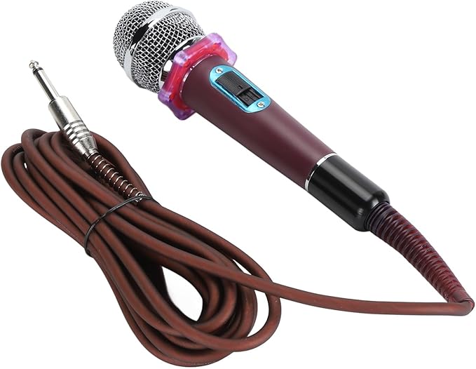 Tbest Handheld Wired Microphone Dynamic Moving Coil Clear Sound Zinc Alloy Metal Mesh Structure for Home Karaoke Stage Performance (Pink)