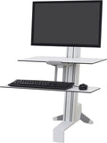 Ergotron – WorkFit-S HD Single Monitor Standing Desk Converter Sit-Stand Workstation for Tabletops – 16 to 28 lbs White