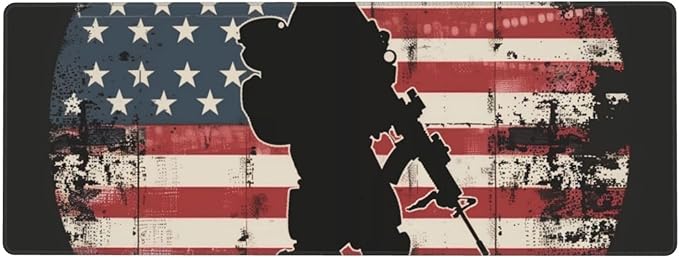 American Soldiers USA Flag Large Mouse Pad XL Extended Gaming Pad Waterproof Desk Mat for Desktop Keyboard Non Slip Mousepad for Office Game Home 32.15x11.8