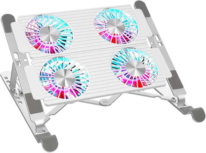 Laptop Cooling Pad Height Quiet - Design Laptop Stand Four Fans for Gaming and Work