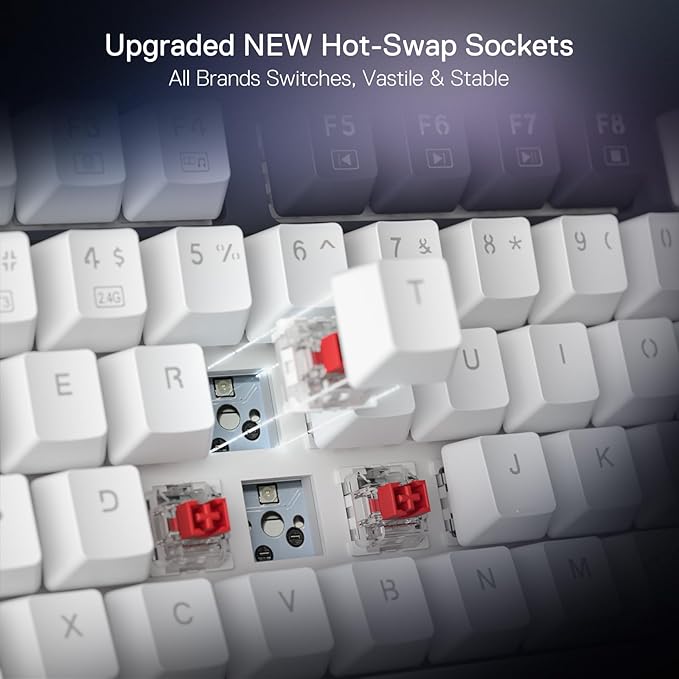 Redragon K673 PRO 75% Wireless Gasket RGB Gaming Keyboard 3-Modes 81 Keys Compact Mechanical Keyboard Hot-Swap Socket Dedicated Knob Control and Sound Absorbing Pads Linear Red Switch