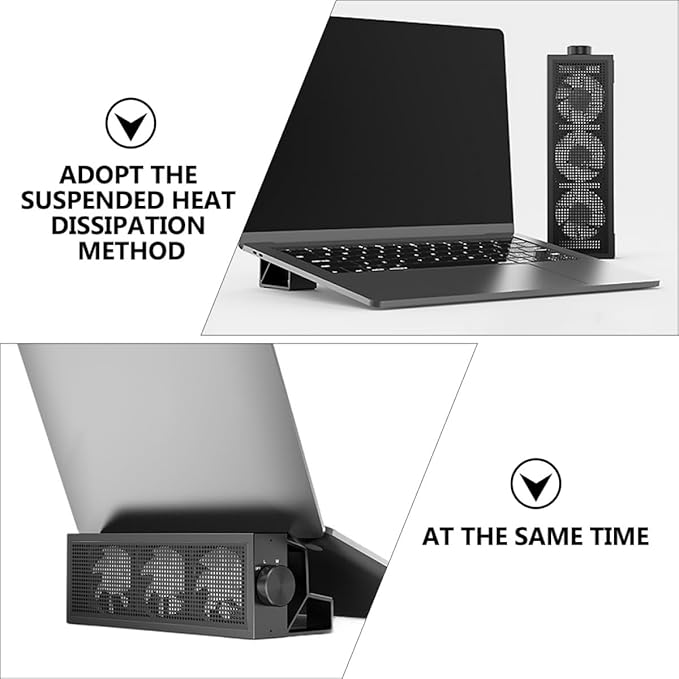 POPETPOP RGB Adjustable Speed Laptop Cooling Pad with Aluminum Heightened Stand Professional Notebook Cooler for Gaming and Office Use
