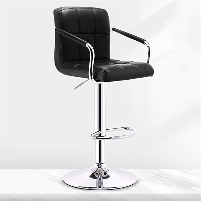 Mlaea Home Bar Chair Lift Desk Chairs TV Station Lounge Laboratory Chair with Arm Support Computer Racing Gaming Chair(Size:38.5 * 63-83CMColor:Black)