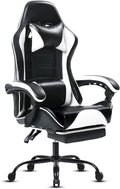 Gaming Chair Computer Chair with Footrest and Lumbar Support Ergonomic Video Game Chair with Headrest and 360°-Swivel Seat Height Adjustable Gamer Chair Office Desk Chair (White)