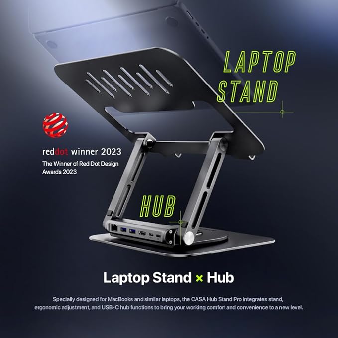 ADAM elements Hub Stand Pro 6-in-1 USB-C Laptop Docking Station Foldable Laptop Stand with 4K HDMI 100W PD &amp USB 3.0 for MacBook Pro/Air M4-M1 iPad &amp USB-C Laptops