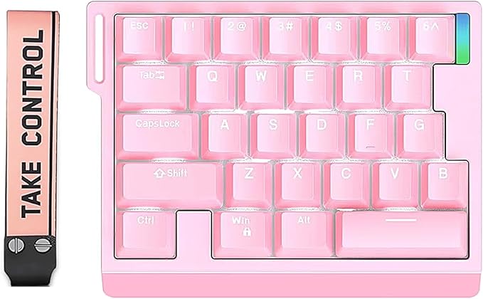 HE30 Rapid Trigger Magnetic Switch Gaming KeyboardOne-Handed Hall Effect RGB HotSwap Adjustable Actuation 8kHz Hyper Fast Mini Macro Gasket E-Sports Keypad Ergonomic Mechanical Keyboard (Pink)