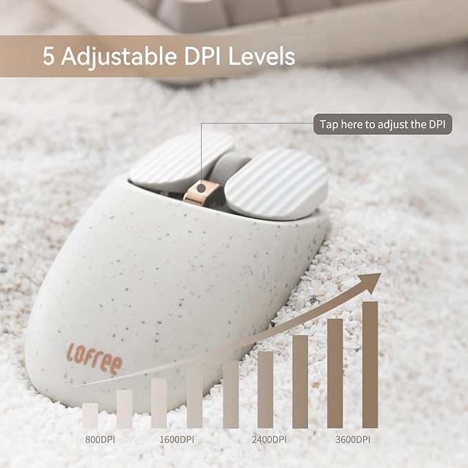 LOFREE Wavy Chips Dual-Mode Wireless Mouse with 5 Adjustable DPI Levels Compatible with Windows MacOS iOS Android (Terrazzo)