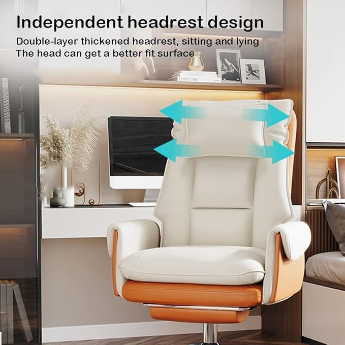 POKENE Computer Chair with MassageGaming Chairs with 7-Point VibrationComputer Chair High Back Chairs with WheelsHome Office Chair for Bedroom with Wheels (Color : Beige B)