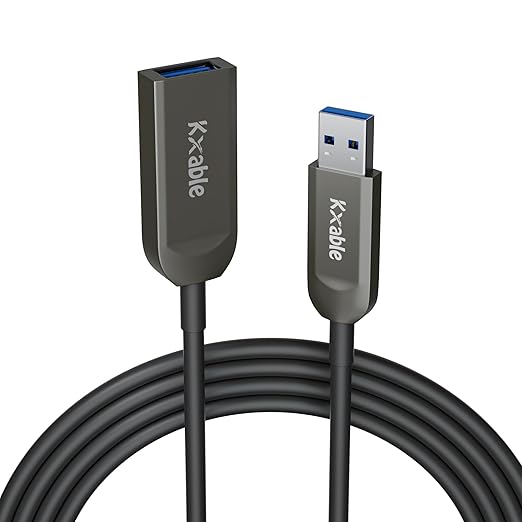 USB 3.0 Extension Cable 100 Feet USB Active Fiber Optical Male to Female Extender Cord High Speed 5Gbps Data Transfer Support USB 3.0 &amp USB 2.0 for Webcam USB Hub VR Hard Drive Printer