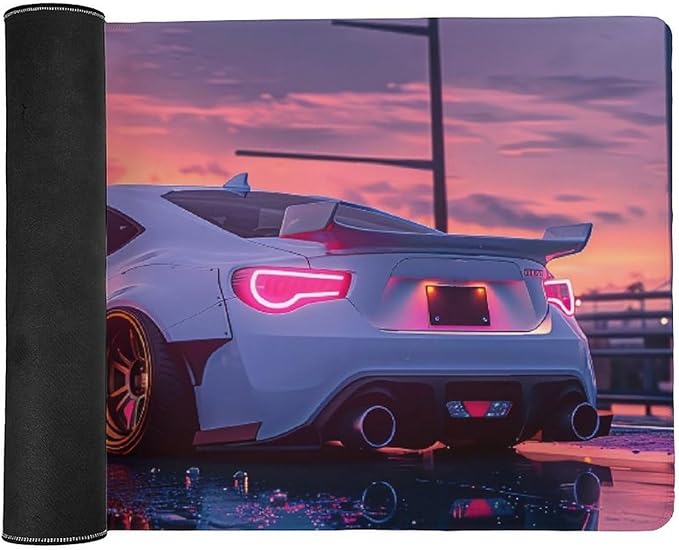 JDM Car Modified BRZ Sunset Large Gaming Mouse Pads Non-Slip Rubber Base Desk Mat Laptop Computer Accessories Supplies Writing Pad for Office Home 40x90cm