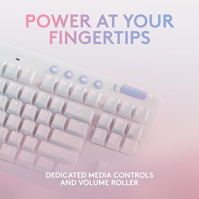 Logitech G713 Wired Mechanical Gaming Keyboard with LIGHTSYNC RGB Lighting Linear Switches (GX Red) and Keyboard Palm Rest PC and Mac Compatible - White Mist