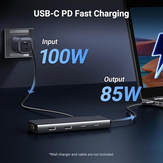 UGREEN 8 in 1 USB C 4K Docking Station Dual Monitor Triple Display USB C Hub with 2 HDMI VGA 2 USB A&ampC 3.2 Ports 100W PD Compatible for MacBook Dell HP Lenovo Surface etc