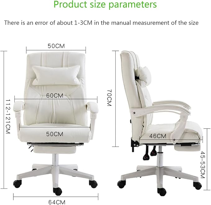 Office Computer Chair Gaming Chair White Pc Gaming Chair Ergonomic Big and Tall Executive Office Chair with Retractable Footrest Rolling Swivel High Back Task Leather Executive Chair for Women for Ho