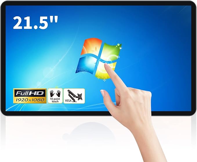 21.5 inch Touch Screen Industrial PC i3 4GB RAM 128G SSD 16:9 FHD 1080P Windows 10 Smart Board for Classroom Meeting &amp Game USB VGA &amp HD-MI Monitor
