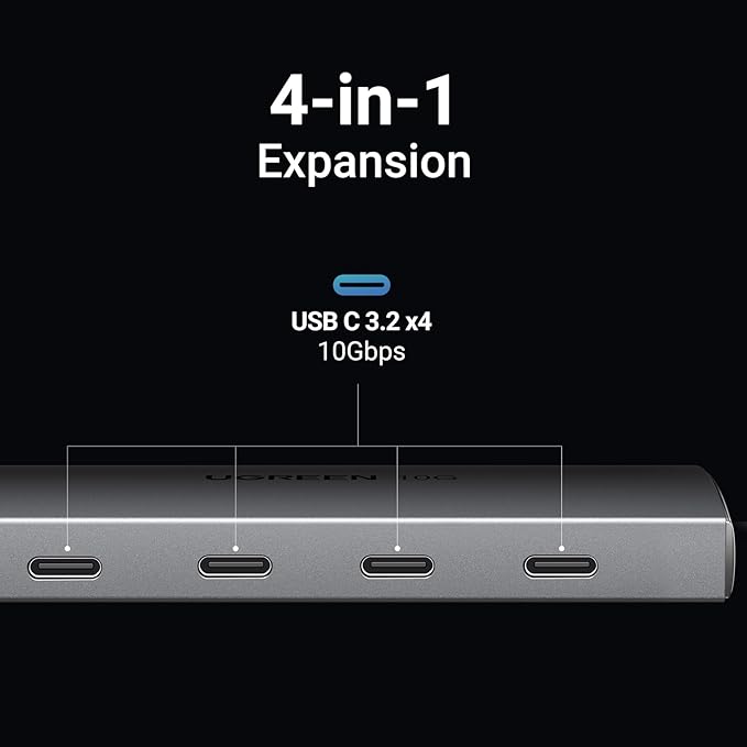 UGREEN USB C Hub 10Gbps 4 Ports USB 3.2 Adapter Bundle with Revodok 105 USB C Hub