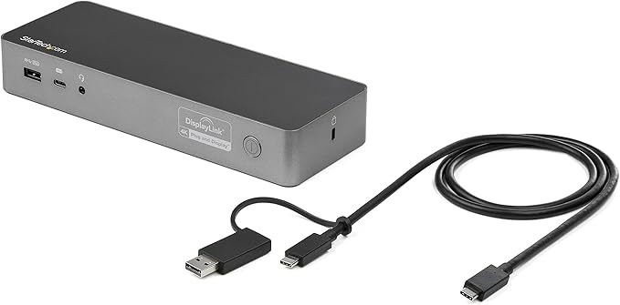 StarTech.com USB-C / USB-A Hybrid Docking Station for MacBook Pro / Air M1 M2 M3 M4 &amp Windows Universal Dual 4K 60Hz HDMI DP Dock Thunderbolt Compatible 60W Laptop Charging