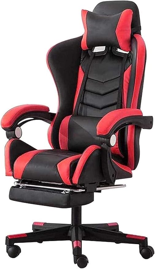 Chair Office Chair for HomeComfortable Lift Swivel Chair Office Chair E-Sports ChairHigh Back Gaming Chair Adjustable Office Chair with Footrest Computer Chair Kneeling ChairOrange (Color : Red)
