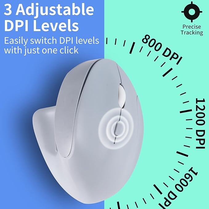 Wireless Silent Ergonomic Vertical Mouse - Dual Mode 2.4G/Bluetooth Rechargeable Type C Pain Relief for Office and Home Use Compatible with Laptop &amp PC (Blule)